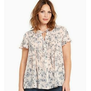 Torrid Floral Print Pleated Chiffon top